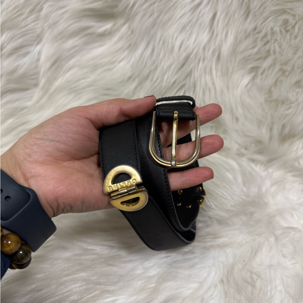 🔥 FLASH SALE LIMITED TIME Authentic Celine Black Belt with Gold Buckle Size 34